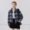 실사 해군 체크무늬 양면 착용 짧은 여성 코트 2025 가을 새로운 캐주얼 루즈핏 디자인 센스 맨위