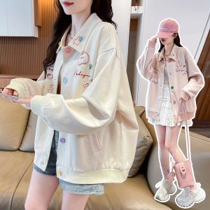 실사 vintage 아메리칸 레트로 자수 스웨이드 원단 재킷 남녀 조수 브랜드 가을 루즈핏 커플 재킷