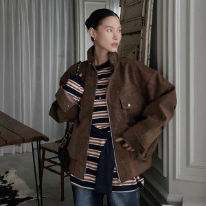 아메리칸 오스트리아 라드. 모방 사슴 캐시미어 재킷 짧은 여성 코트