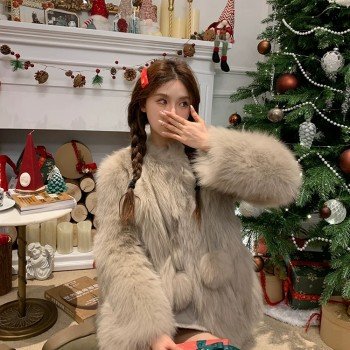 2025 캐주얼 폭스퍼 모피 여성 코트 루즈핏 보온 두꺼운 패치워크 고급 센스 환경 보호 털