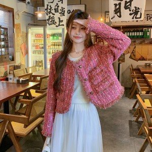 트위드 짧은 외투스타일 빛 럭셔리 시리즈