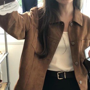 프랑스풍 레트로 와일드 옷깃 더블 포켓 디자인 외투