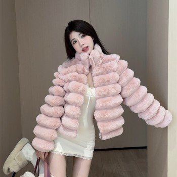 럭셔리 고급 한국어 버전 와이드 부드러운 칼라 모피 외투