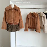 환경 보호 털 스탠드 칼라 보온 좋은 착용 렉스 토끼 털 모피 여성 코트 외투