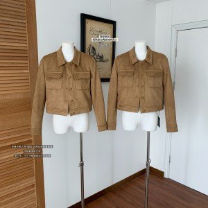 쇼트 스타일 레트로 스웨이드 원단 재킷