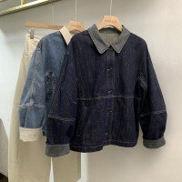 레트로 스티칭 옷깃 카우보이 여성 코트