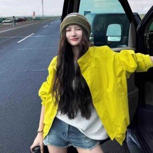 아메리칸 루즈핏 스탠드 칼라 워크웨어 재킷 여성 코트