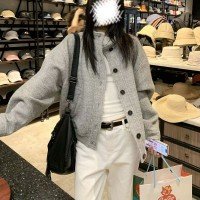 아메리칸 레트로 스탠드 칼라 재킷 여학생 가을 루즈핏 다용도 캐주얼 야구 유니폼