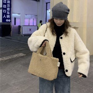 양털 작은 여성 코트 토끼털 플러시 환경 보호 모피 가을 겨울철