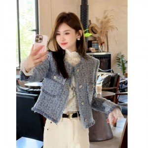 shaw eleven2025 년 가을 얇은 스팽글 긴팔 작은 샤넬 스타일 여성 의류