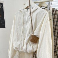 화이트 후드가 달린 자외선 차단제 자켓 여성 코트 여름 미국인 레트로 고급 센스 자켓