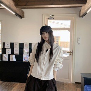 니켈 스타일 디자인 센스 캐주얼 재킷 여성 스탠드 칼라 쇼트 스타일 재킷