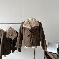 여성 전체 털 네리 스웨이드 원단 두꺼운 여성 코트 