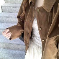 레트로 재킷 매트 폴로 칼라 프로필 모양 쇼트 스타일 재킷