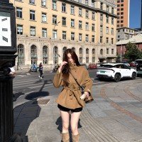 스탠드 칼라 모직 코트 여성 가을 겨울 의류 