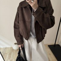 루즈핏 사슴 캐시미어 야구 유니폼 오토바이 재킷