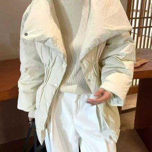 프랑스식 패션 허리 수축 보온 다운 외투