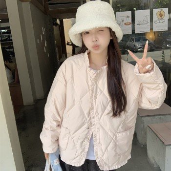 그리드 한국버전 외투 화이트 구스다운 레이스 얇고 가벼운 다운 재킷