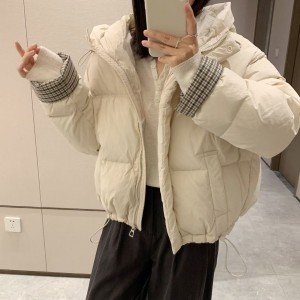 여성 구스다운 재 킷두꺼운 보온 화이트 구스 다운 단색 패딩 자켓