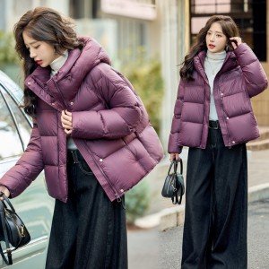 화이트 구스 다운 버블 숏스타일 재킷 여성 2025 