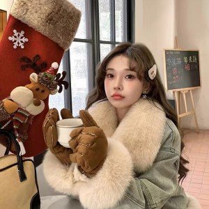 안나 데님 Parker 구스다운 폭스퍼 모피 재킷 2025