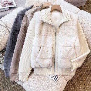 2025 뉴 화이트 구스다운 라쿹퍼 여성 모피 다운 재킷