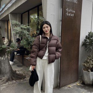 90 화이트 구스다운  두꺼운 숏패딩 재킷 여자