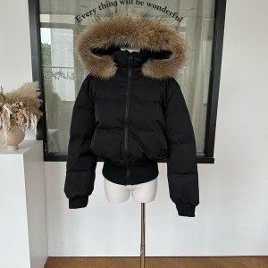 90 화이트 구스 다운 라쿤퍼 다운 패딩 재킷 두꺼운 보온 자켓