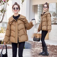  2025 년 빅 칼라 한국 스타일 작은 키 다운 코튼 면 옷