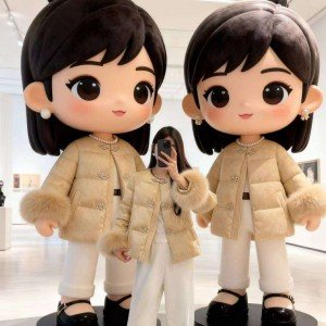 폭스퍼 화이트 구스다운 여성 패딩 재킷 