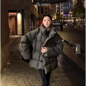 Ouyang 90 화이트 구스 다운 스탠드 카라 다운 재킷 여성 겨울 루즈핏