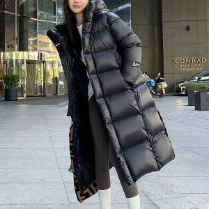 내장 화이트 구스다운 롱 패딩 고급 두꺼운 다운 코트 재킷 무릎 아래 루즈핏 남녀 공용