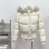 후드 폭스퍼  카라 90 화이트 구스다운 패딩 외투