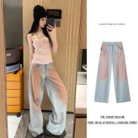 빈티지 슬림 청바지 여자 남자 와이드 레깅스 바지