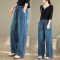 트로 빅 사이즈 여성 의류 청바지 루즈핏 슬림 하렘 바지 긴 바지
