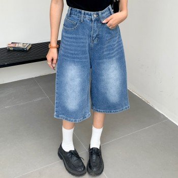  2025 뉴 한국 스타일 루즈핏 하이웨이스트 넓은 다리 데님 바지