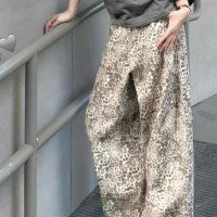 아메리칸 레트로 마 오래된 레오파드 무늬 청바지 여성 세련된 칼 청바지