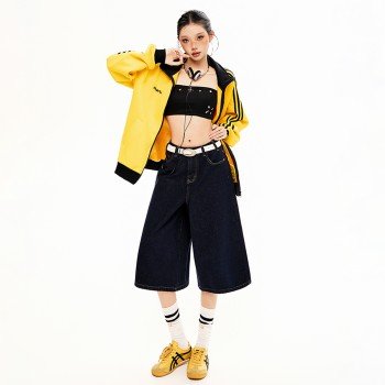 아메리칸 레트로 데님 7부 바지 루즈 슬림 마 청바지