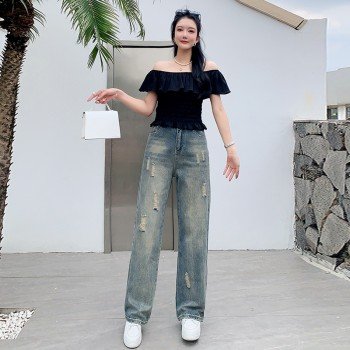 2025 한국 버전 와일드 스트레이트 청바지