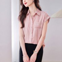 실사 항구 바람 레트로 반팔 여성 셔츠 20246 여름 새로운 루즈핏 슬림해 보이는 맨위
