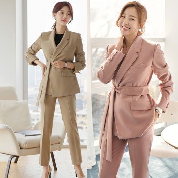 가을과 겨울 새로운 한국어 버전 레이스 허리 블레이저 패션 경력 바지 바지 정장 