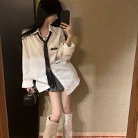여성 봄 가을 화이트 셔츠