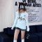 프린트 오프숄더 패치워크 긴팔 가을 루즈핏 맨투맨