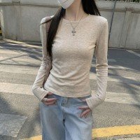280g 캐시미어 혼방 라운드넥 여성 티셔츠 S-XL