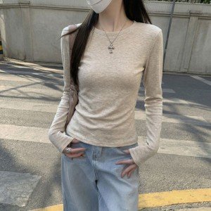 280g 캐시미어 혼방 라운드넥 여성 티셔츠 S-XL