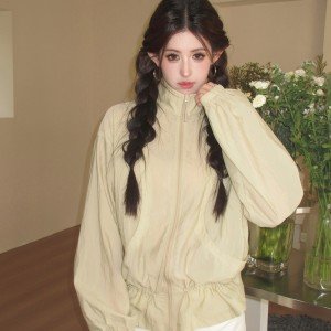 허리밴딩 루즈핏 자외선 차단 바람막이 자켓 프리사이즈