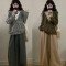  페이크 레이어드 집업후드 + 스트레이트 캐주얼 바지 세트 L-4XL
