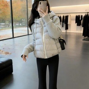 후드 회색 웰론 니트 패딩 S-2XL