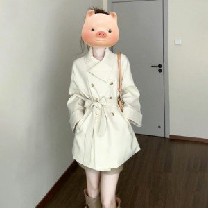 한 부서 이른 가을 chic 화이트 바람막이 여성 코트 가을 겨울철 2025 새로운 작은 키 향기로운 자이언트 잘 생긴 코트