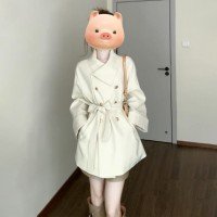 여성 화이트 프렌치 하프 코트 S-2XL